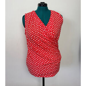 Talbots Women Faux Wrap Sleeveless Tank Large Business Casual Office Stretch Cor